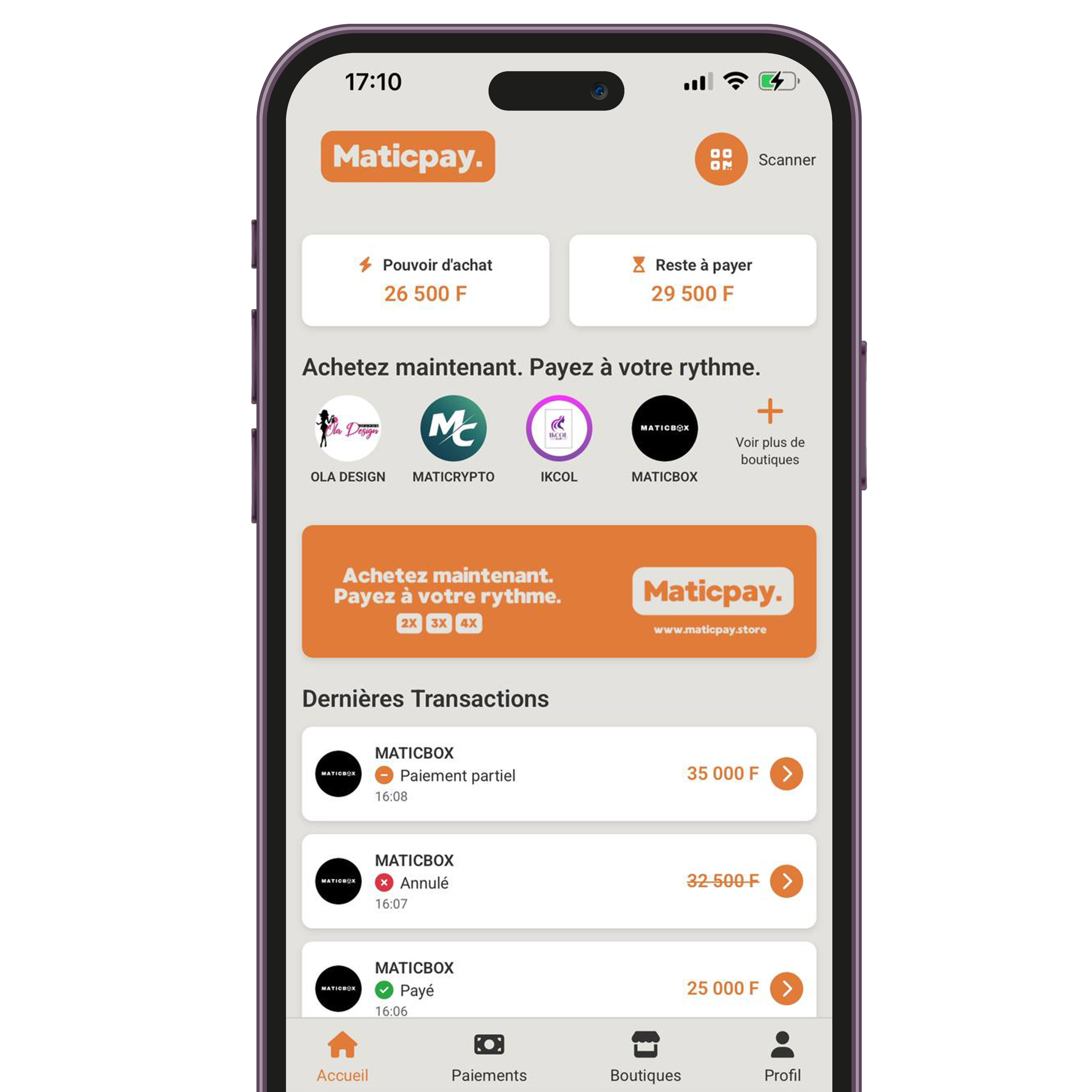 Téléphones Maticpay